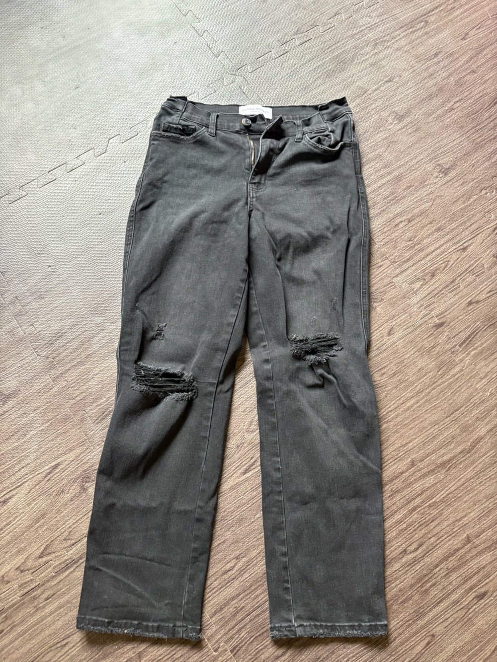 Flying Monkey Black High-Rise Cropped Straight Jeans